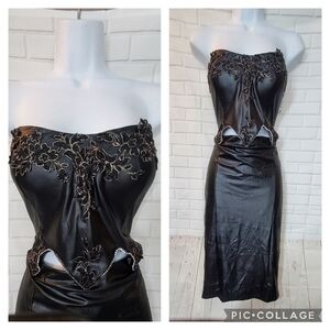 Kikiriki Black Shiny Rhinestone One Piece Dress